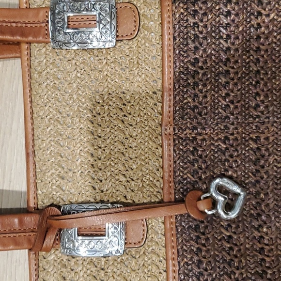 Brighton brown/tan tote statchel woven raffia straw handbag - Picture 2 of 9